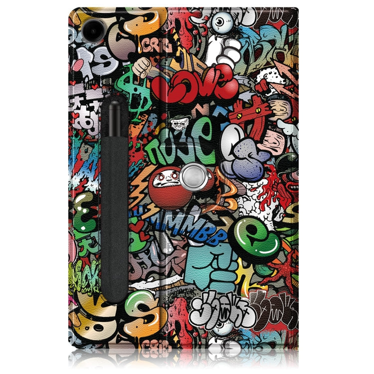 For Samsung Galaxy Tab A11+ / A9+ 360 Rotation Stand Painted Smart Leather Tablet Case(Graffiti) by bashfashion