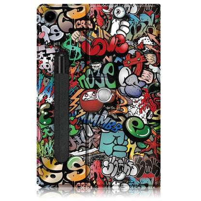For Samsung Galaxy Tab A11+ / A9+ 360 Rotation Stand Painted Smart Leather Tablet Case(Graffiti) by bashfashion