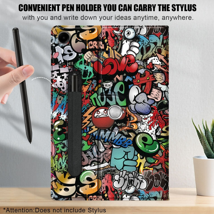 For Samsung Galaxy Tab A11+ / A9+ 360 Rotation Stand Painted Smart Leather Tablet Case(Graffiti) by bashfashion