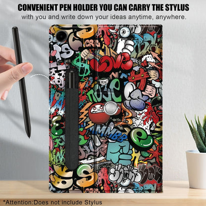 For Samsung Galaxy Tab A11+ / A9+ 360 Rotation Stand Painted Smart Leather Tablet Case(Graffiti) by bashfashion