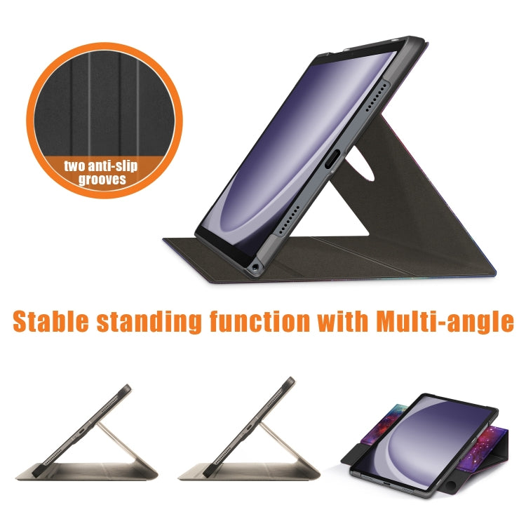 For Samsung Galaxy Tab A11+ / A9+ 360 Rotation Stand Painted Smart Leather Tablet Case(Milky Way) by bashfashion