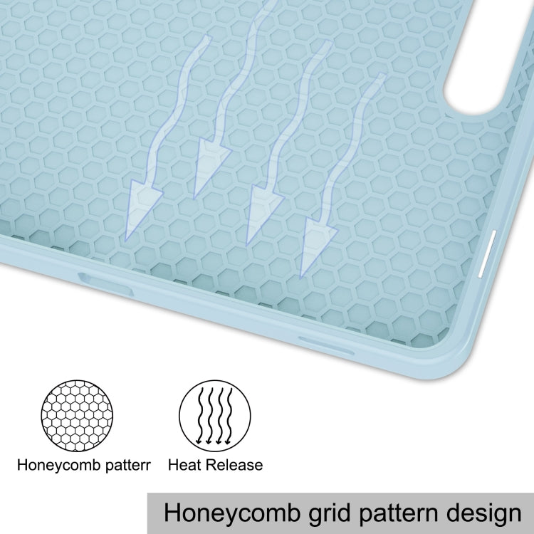 For Samsung Galaxy Tab S9 3-Fold Pure Color TPU Smart Leather Tablet Case with Pen Slot(Light Blue) by bashfashion