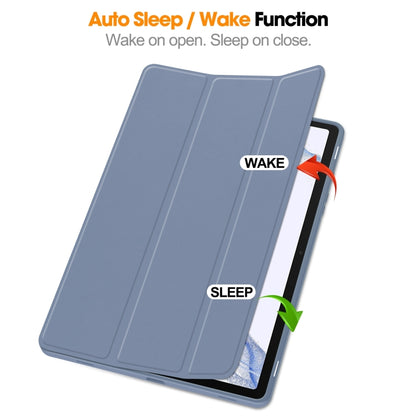 For Samsung Galaxy Tab S9 3-Fold Pure Color TPU Smart Leather Tablet Case with Pen Slot(Lavender) by bashfashion