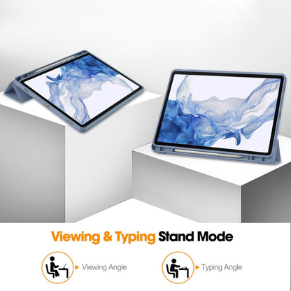 For Samsung Galaxy Tab S9 3-Fold Pure Color TPU Smart Leather Tablet Case with Pen Slot(Lavender) by bashfashion