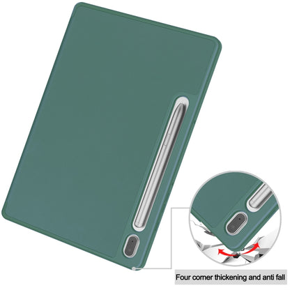 For Samsung Galaxy Tab S9 3-Fold Pure Color TPU Smart Leather Tablet Case with Pen Slot(Dark Green) by bashfashion