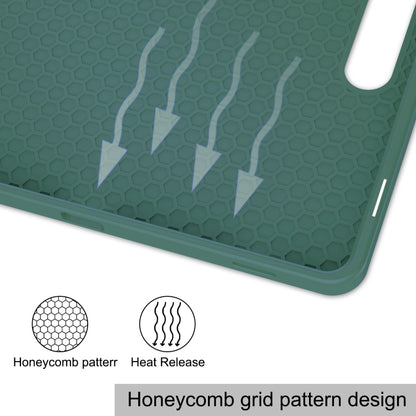 For Samsung Galaxy Tab S9 3-Fold Pure Color TPU Smart Leather Tablet Case with Pen Slot(Dark Green) by bashfashion