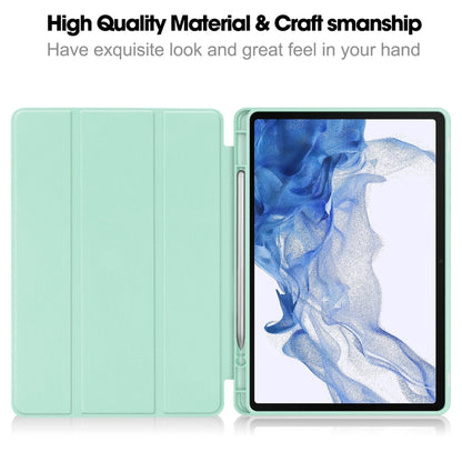 For Samsung Galaxy Tab S9 3-Fold Pure Color TPU Smart Leather Tablet Case with Pen Slot(Mint Green) by bashfashion