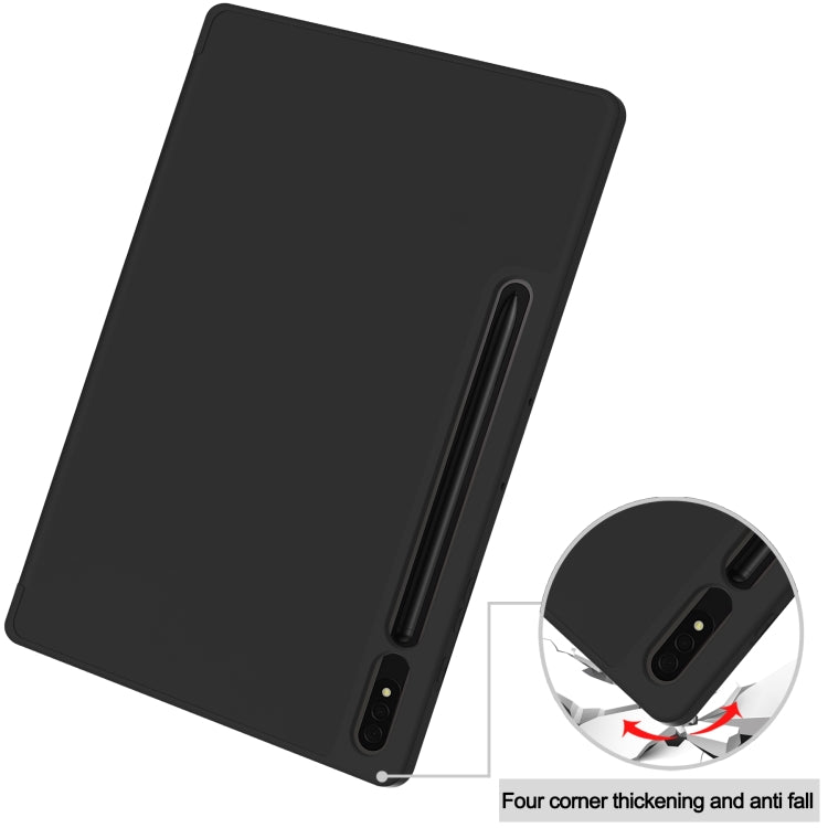 For Samsung Galaxy Tab S9+ 3-Fold Pure Color TPU Smart Leather Tablet Case with Pen Slot(Black) by bashfashion