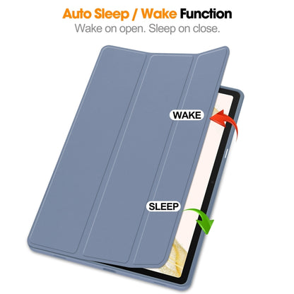 For Samsung Galaxy Tab S9+ 3-Fold Pure Color TPU Smart Leather Tablet Case with Pen Slot(Lavender) by bashfashion