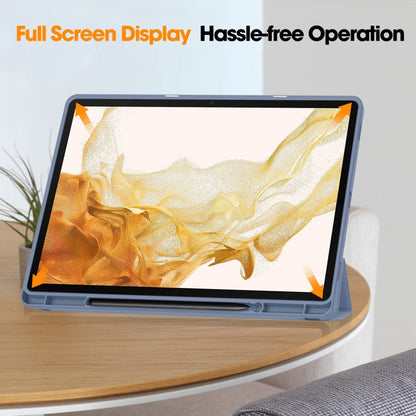 For Samsung Galaxy Tab S9+ 3-Fold Pure Color TPU Smart Leather Tablet Case with Pen Slot(Lavender) by bashfashion