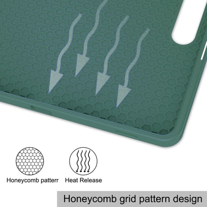 For Samsung Galaxy Tab S9+ 3-Fold Pure Color TPU Smart Leather Tablet Case with Pen Slot(Dark Green) by bashfashion