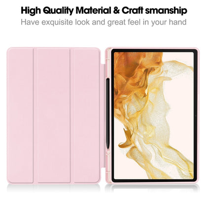 For Samsung Galaxy Tab S9+ 3-Fold Pure Color TPU Smart Leather Tablet Case with Pen Slot(Pink) by bashfashion