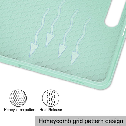 For Samsung Galaxy Tab S9+ 3-Fold Pure Color TPU Smart Leather Tablet Case with Pen Slot(Mint Green) by bashfashion