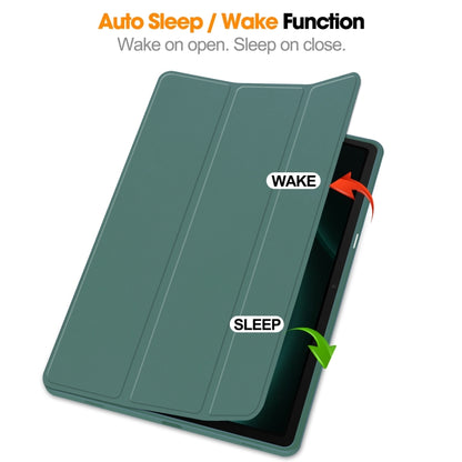 For Samsung Galaxy Tab S9 FE+ / S10+ 3-Fold Pure Color TPU Smart Leather Tablet Case with Pen Slot(Dark Green) by bashfashion