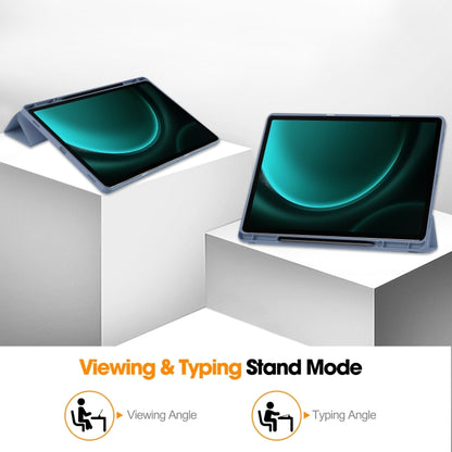 For Samsung Galaxy Tab S9 FE+ / S10+ 3-Fold Pure Color TPU Smart Leather Tablet Case with Pen Slot(Lavender) by bashfashion