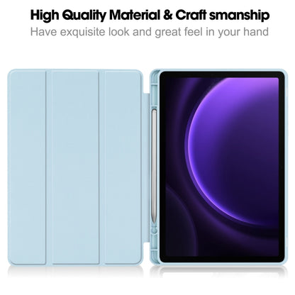 For Samsung Galaxy Tab S9 FE / S10 FE 3-Fold Pure Color TPU Smart Leather Tablet Case with Pen Slot(Light Blue) by bashfashion