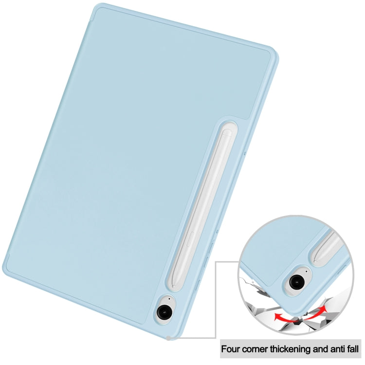 For Samsung Galaxy Tab S9 FE / S10 FE 3-Fold Pure Color TPU Smart Leather Tablet Case with Pen Slot(Light Blue) by bashfashion