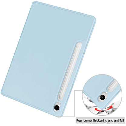 For Samsung Galaxy Tab S9 FE / S10 FE 3-Fold Pure Color TPU Smart Leather Tablet Case with Pen Slot(Light Blue) by bashfashion