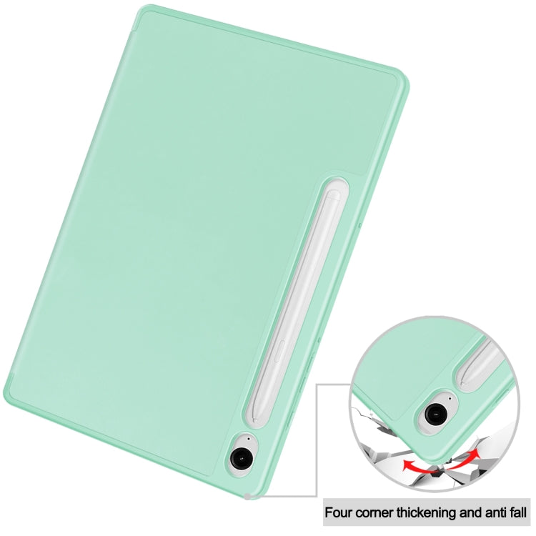 For Samsung Galaxy Tab S9 FE / S10 FE 3-Fold Pure Color TPU Smart Leather Tablet Case with Pen Slot(Mint Green) by bashfashion