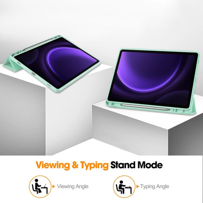 For Samsung Galaxy Tab S9 FE / S10 FE 3-Fold Pure Color TPU Smart Leather Tablet Case with Pen Slot(Mint Green) by bashfashion