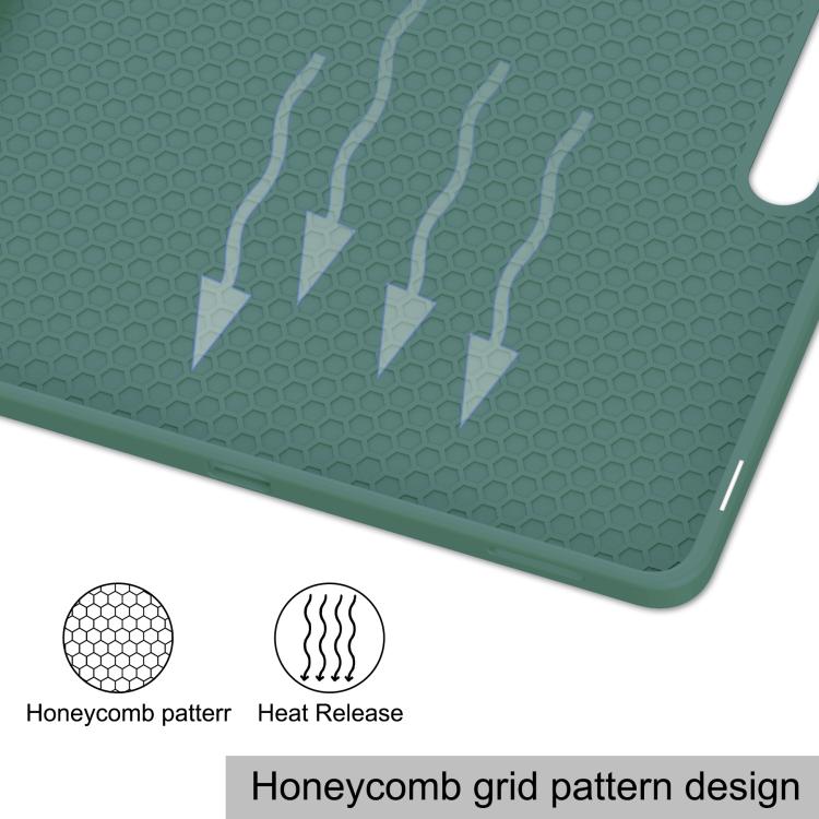 For Samsung Galaxy Tab S10 FE+ 3-Fold Pure Color TPU Smart Leather Tablet Case with Pen Slot(Dark Green) by bashfashion