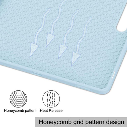 For Samsung Galaxy Tab S10 FE+ 3-Fold Pure Color TPU Smart Leather Tablet Case with Pen Slot(Light Blue) by bashfashion