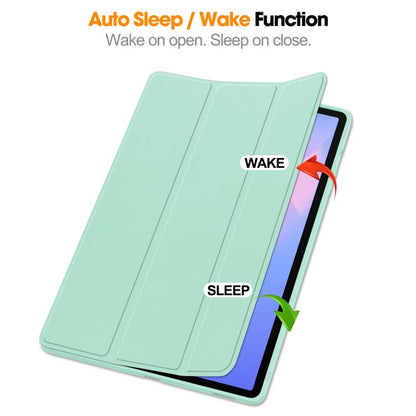 For Samsung Galaxy Tab S10 FE+ 3-Fold Pure Color TPU Smart Leather Tablet Case with Pen Slot(Mint Green) by bashfashion