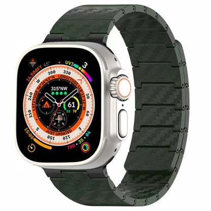 For Apple Watch Ultra 49mm Carbon Fiber Magnetic Loop Watch Band(Official Green) by bashfashion