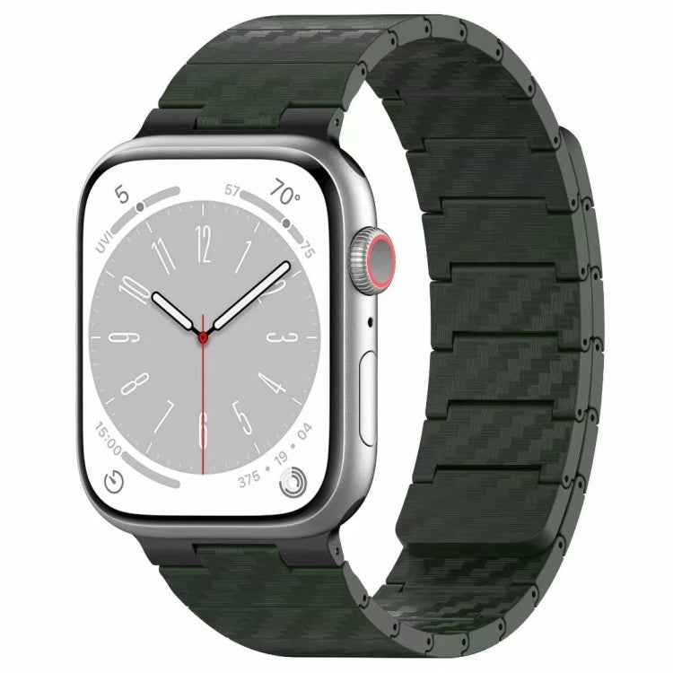 For Apple Watch SE 2022 44mm Carbon Fiber Magnetic Loop Watch Band(Official Green) by bashfashion