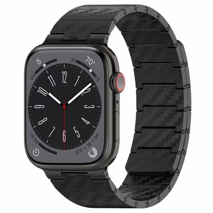 For Apple Watch SE 2022 44mm Carbon Fiber Magnetic Loop Watch Band(Black) by bashfashion