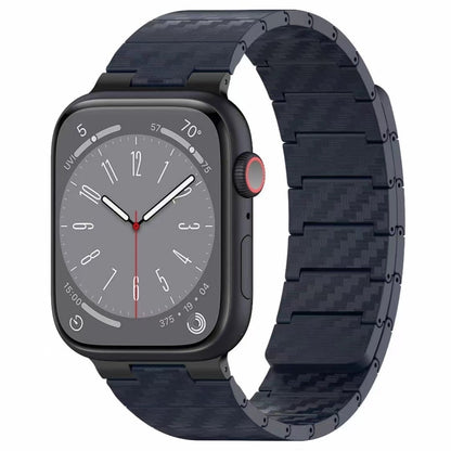 For Apple Watch Series 9 45mm Carbon Fiber Magnetic Loop Watch Band(Midnight Blue) by bashfashion