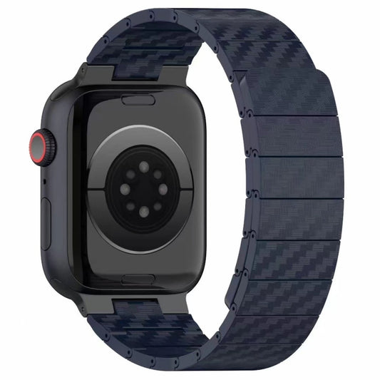 For Apple Watch SE 2023 40mm Carbon Fiber Magnetic Loop Watch Band(Midnight Blue) by bashfashion