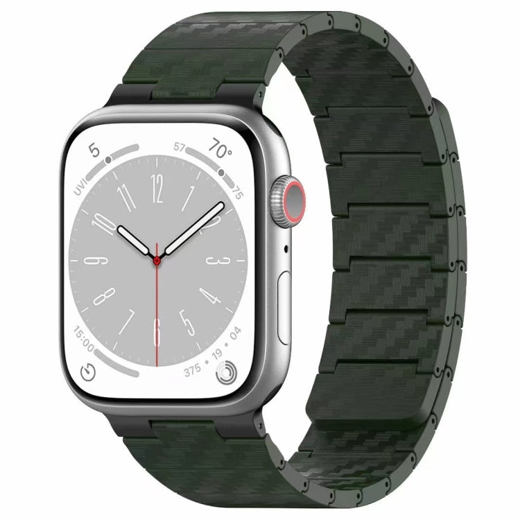 For Apple Watch SE 2023 44mm Carbon Fiber Magnetic Loop Watch Band(Official Green) by bashfashion
