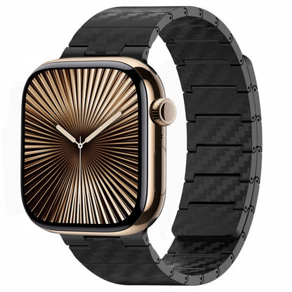 For Apple Watch Series 10 46mm Carbon Fiber Magnetic Loop Watch Band(Black) by bashfashion