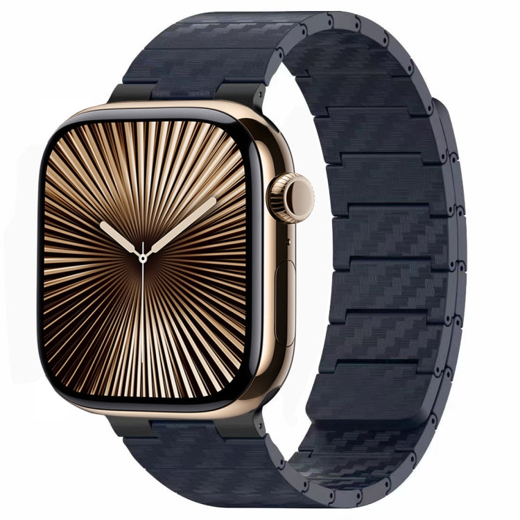 For Apple Watch Series 10 46mm Carbon Fiber Magnetic Loop Watch Band(Midnight Blue) by bashfashion