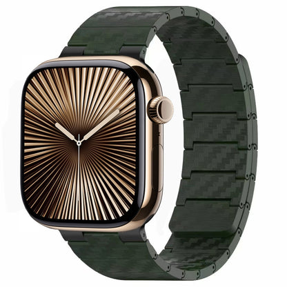 For Apple Watch Series 10 42mm Carbon Fiber Magnetic Loop Watch Band(Official Green) by bashfashion