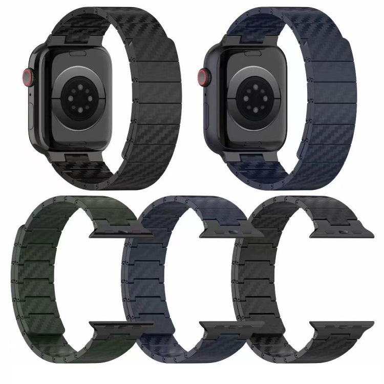 For Apple Watch 38mm Carbon Fiber Magnetic Loop Watch Band(Midnight Blue) by bashfashion