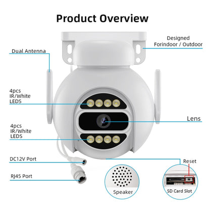 A8-C2 2MP Smart WiFi Surveillance IP Camera, Dual-light Full Color Night Vision / Two Way Audio / TF Card, Power Plug:US Plug(White) by bashfashion