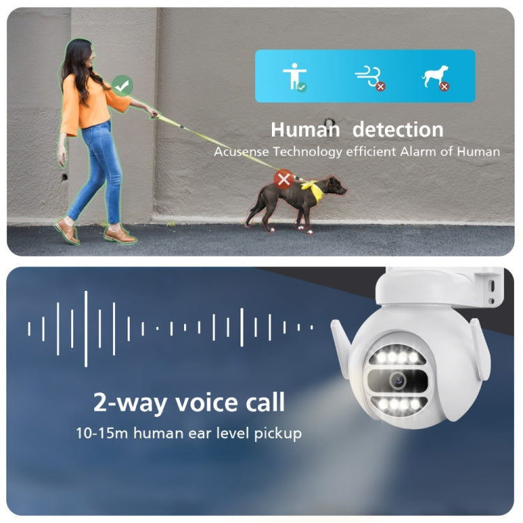 A8-C2 2MP Smart WiFi Surveillance IP Camera, Dual-light Full Color Night Vision / Two Way Audio / TF Card, Power Plug:US Plug(White) by bashfashion