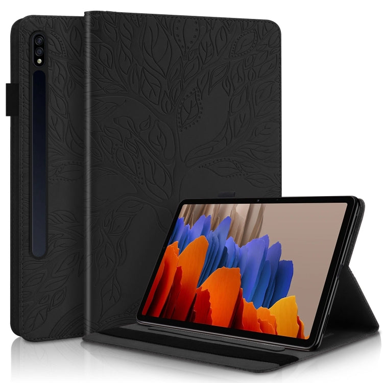 For Samsung Galaxy Tab S8 / S7 Life Tree Series Horizontal Flip Leather Tablet Case(Black) by bashfashion