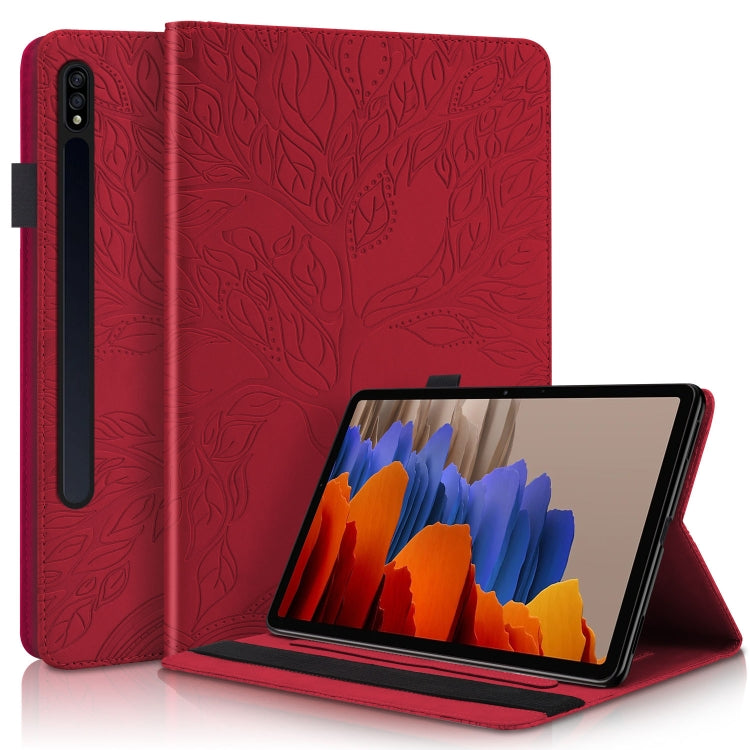 For Samsung Galaxy Tab S8 / S7 Life Tree Series Horizontal Flip Leather Tablet Case(Red) by bashfashion