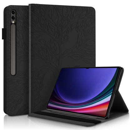 For Samsung Galaxy Tab S9 Ultra Life Tree Series Horizontal Flip Leather Tablet Case(Black) by bashfashion