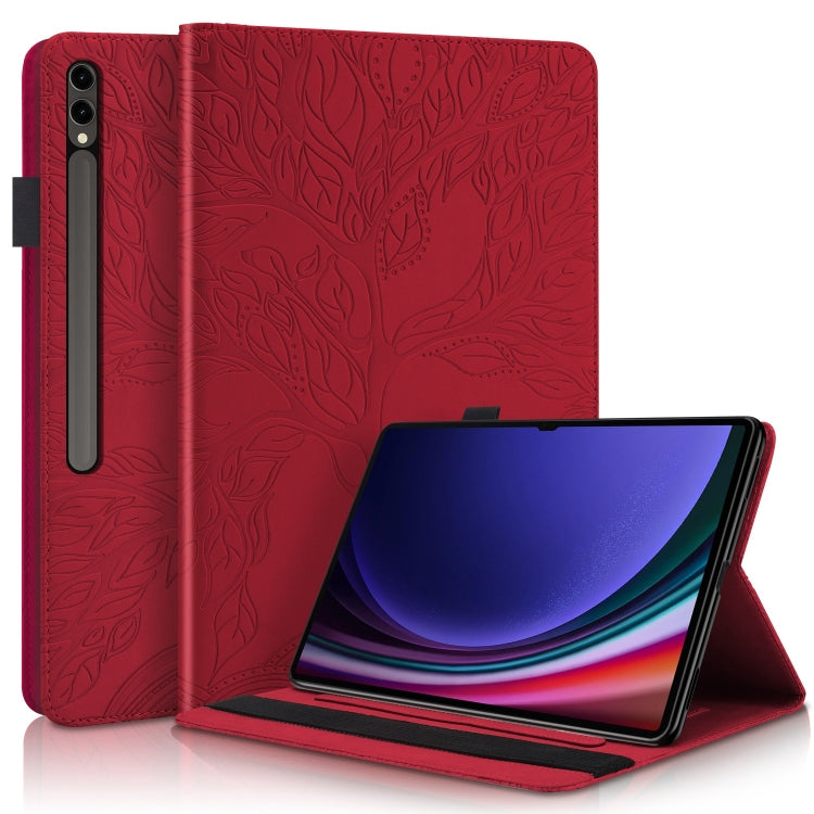For Samsung Galaxy Tab S9 Ultra Life Tree Series Horizontal Flip Leather Tablet Case(Red) by bashfashion