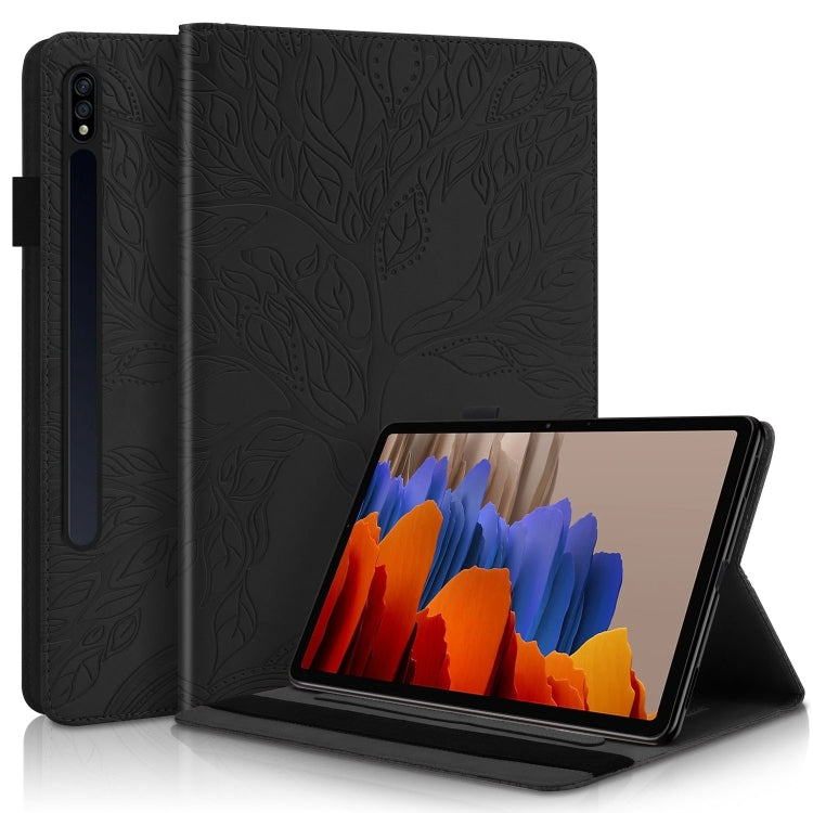 For Samsung Galaxy Tab S9 / S9 FE Life Tree Series Horizontal Flip Leather Tablet Case(Black) by bashfashion