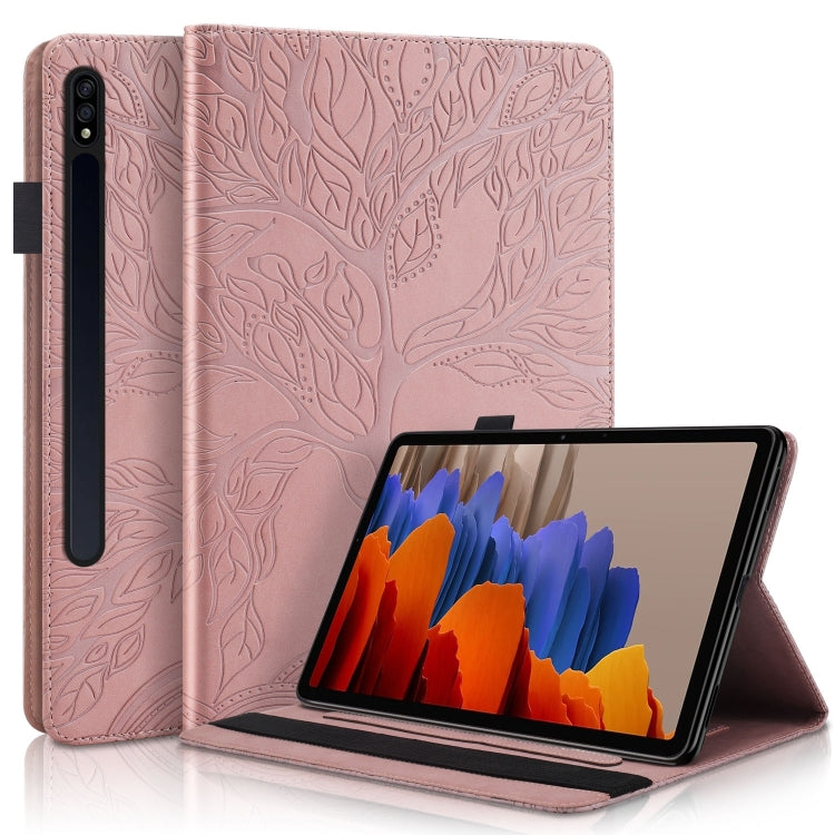 For Samsung Galaxy Tab S9 / S9 FE Life Tree Series Horizontal Flip Leather Tablet Case(Rose Gold) by bashfashion