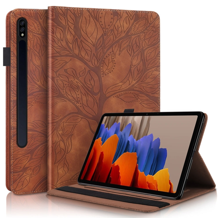 For Samsung Galaxy Tab S9 / S9 FE Life Tree Series Horizontal Flip Leather Tablet Case(Brown) by bashfashion