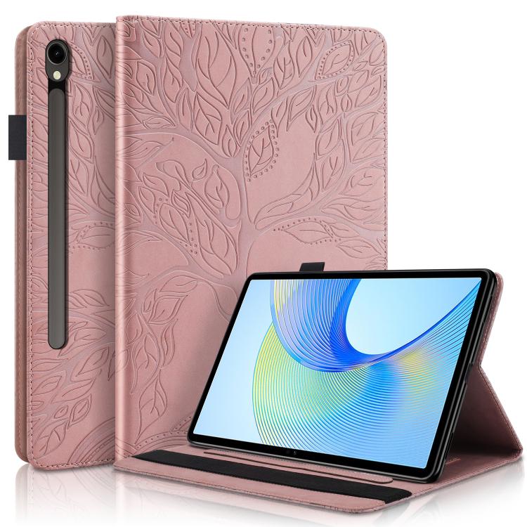 For Samsung Galaxy Tab S10 FE+ Life Tree Series Horizontal Flip Leather Tablet Case(Rose Gold) by bashfashion