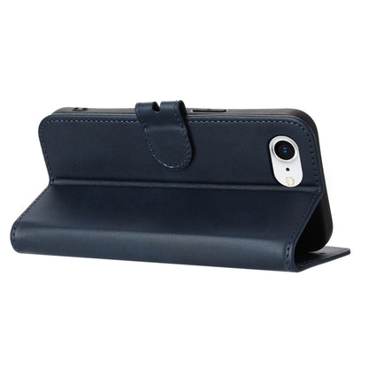 For iPhone 16e Embossed Happy Cat Pattern Flip Leather Phone Case(Blue) by bashfashion