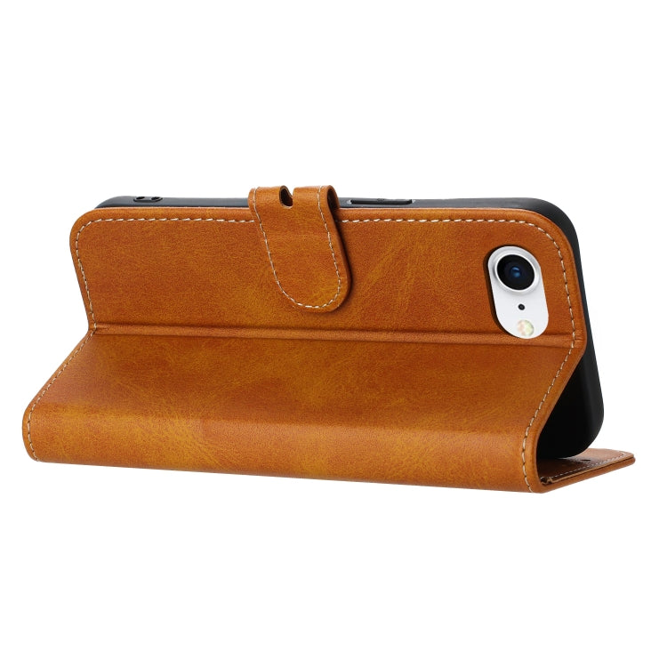 For iPhone 16e Embossed Happy Cat Pattern Flip Leather Phone Case(Yellow) by bashfashion