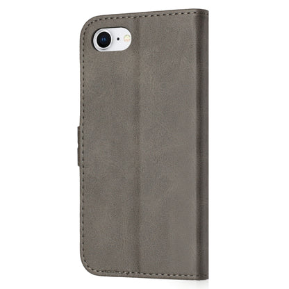 For iPhone 16e Embossed Happy Cat Pattern Flip Leather Phone Case(Grey) by bashfashion